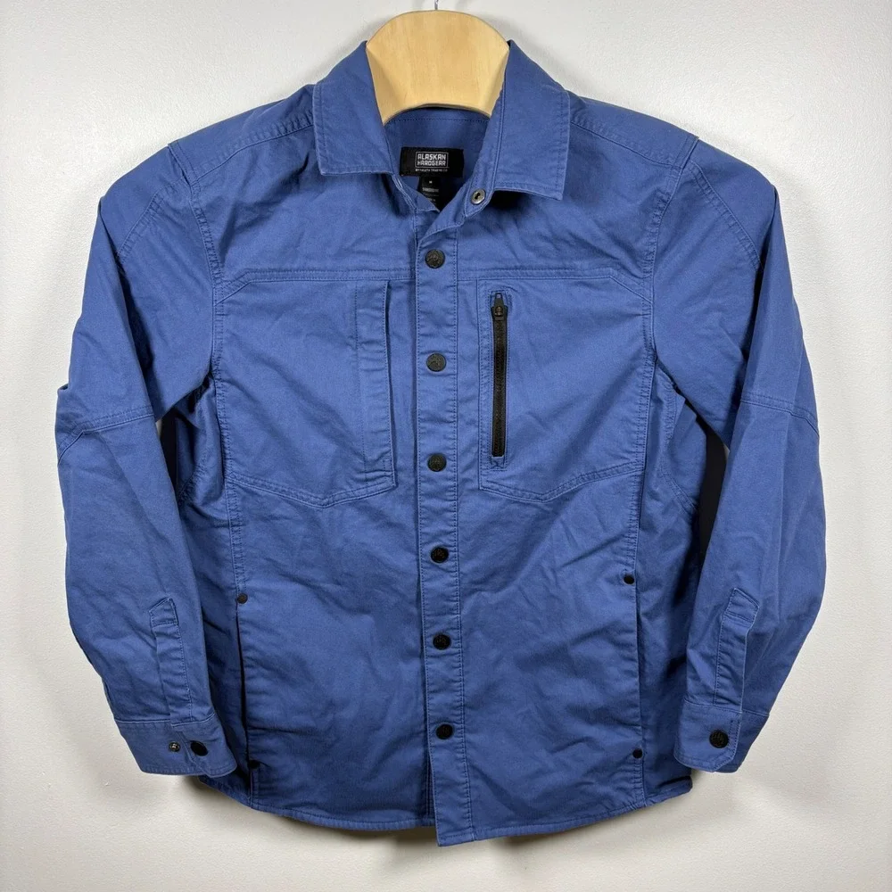Alaskan Hardgear Duluth Trading Co Blue Canvas Snap Front‎ Shirt Jacket Mens M